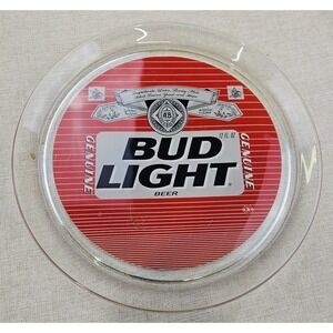 Bud Light Beer Genuine Glass Tray Advertising Collectible Round 13 inch